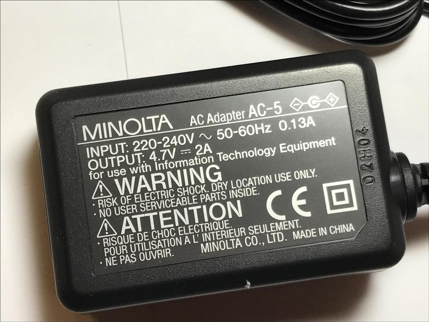 Genuine Minolta AC Adapter AC-5 4.7V 2A Power Supply 4mm x 1.7mm C7 Input