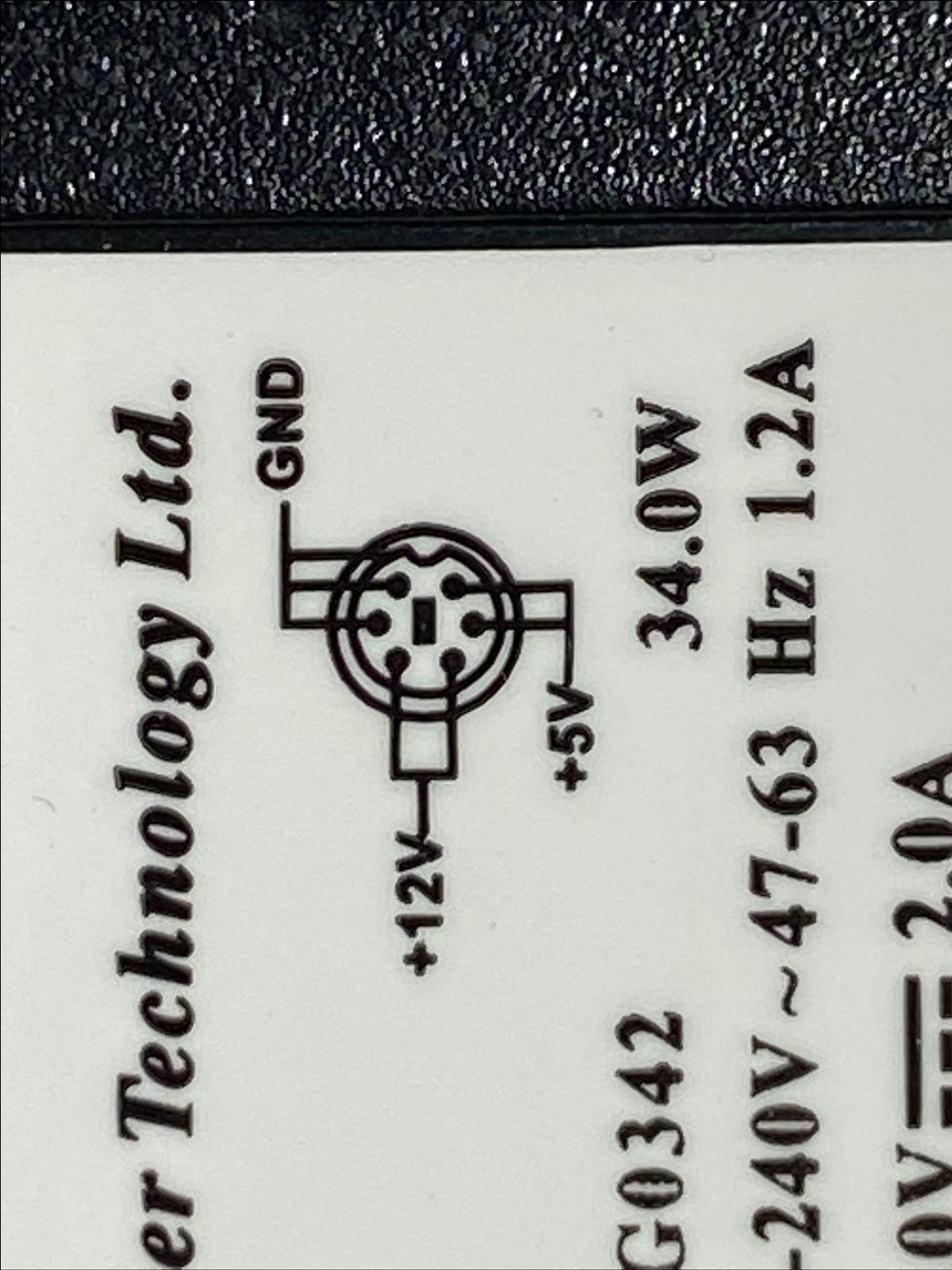 12V 1.5A 5V 2A 6 Pin DIN AC Adaptor Power Supply same as Model RS-E02AB1.5-S33