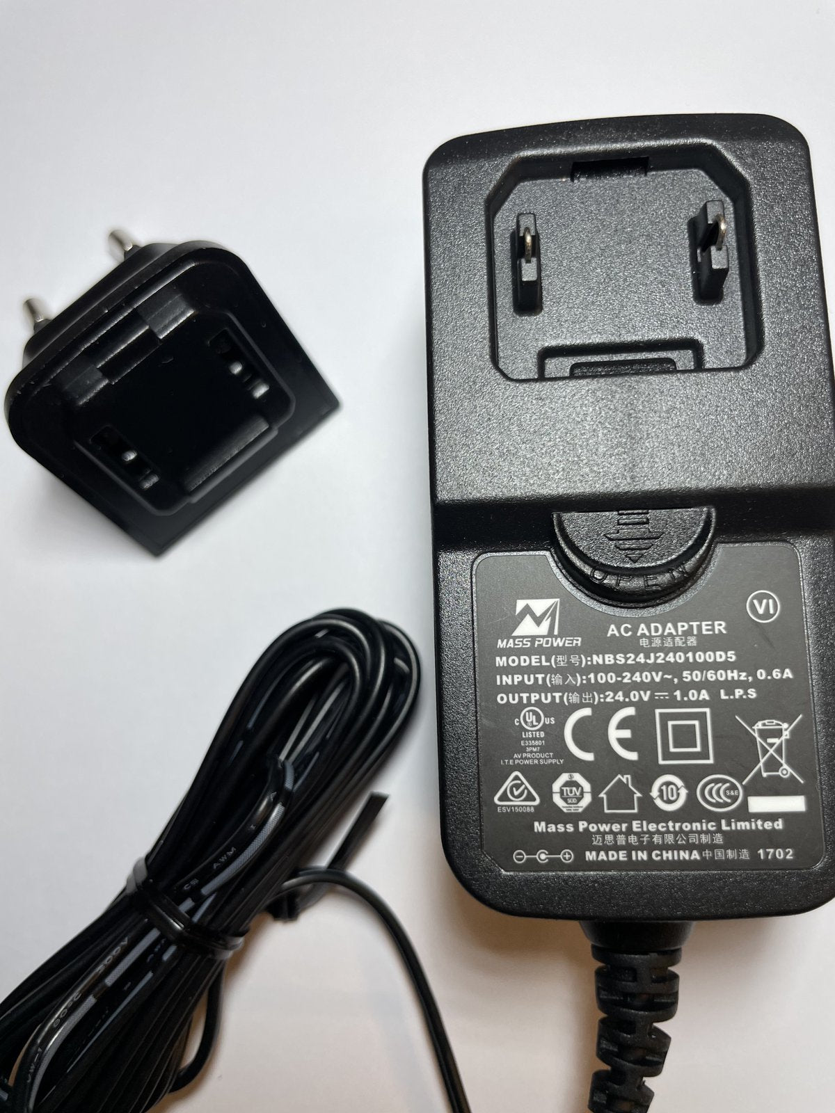 EU PLUG 24V 1A MASS POWER AC ADAPTER NBS24J240100D5 POWER SUPPLY