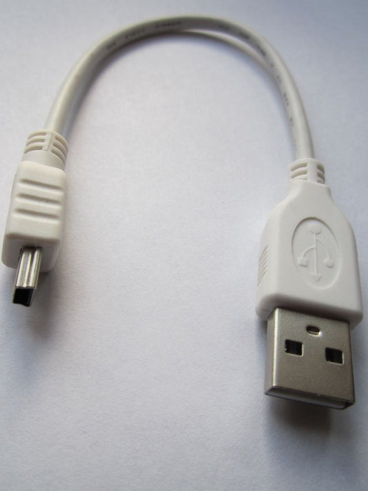 SHORT WHITE USB A TO MINI B CABLE Lead Cord PC/LAPTOP/MAC